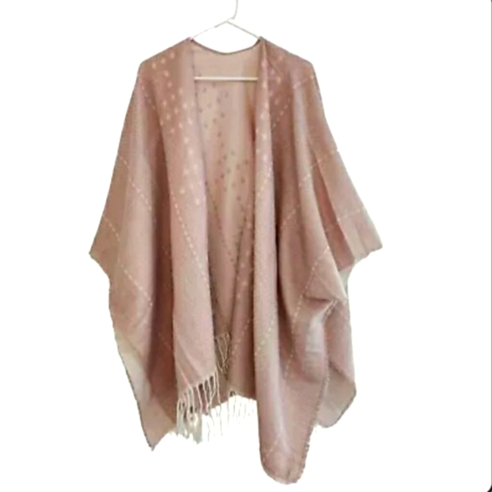 Gentle Fawn Fringe Anthropologie Kimono Jacket XS/SM Pink Cream